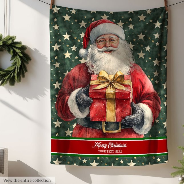 Einzigartig klassische Wasserfarbe Santa Blanket Fleecedecke (Unique Custom Classic Watercolor Santa Blanket )