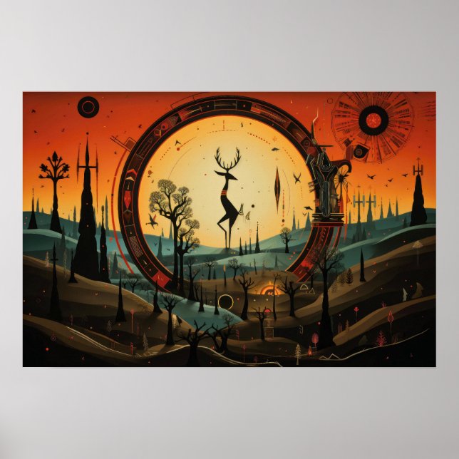 Einzigartig Kokopelli Abstrakt Poster (Vorne)