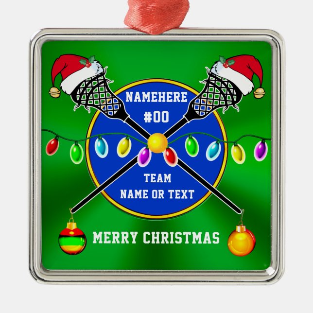 Einzigartig, Lacrosse Weihnachtsschmuck, Personali Ornament Aus Metall (Vorne)