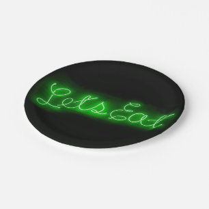 Einzigartig Lasst uns Vintagen Neon Sign in Grün e Pappteller