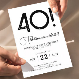 Einzigartig Minimalistisch Save the Date 40. Gebur Einladung