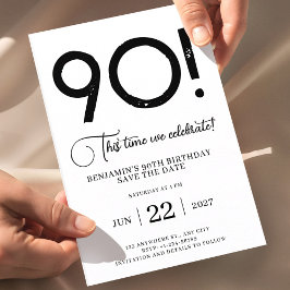 Einzigartig Minimalistisch Save the Date 90. Gebur Einladung