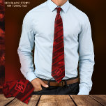 Einzigartig Moderne Rot Streifen Monogram Neck Tie Krawatte<br><div class="desc">Lassen Sie sich naher von dieser schönen, modernen, schicken Krawatte auf feuerrotem Hintergrund mit roten und schwarzen Streifen überzeugen. Das Monogramm unten kann leicht aktualisiert werden. Der einzigartige Hintergrund dieser Krawatte wurde digital von Hand gemalt. Diese schöne, helle Krawatte mit schwarz-rot Streifen und Monogramm wird eine großartige Ergänzung zu seinem...</div>
