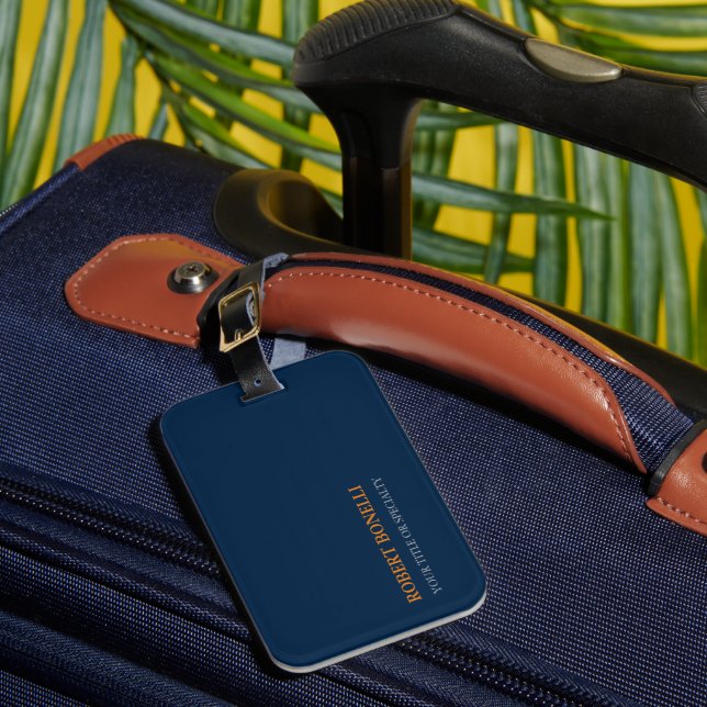 Einzigartig Moderne Uni Navy Blue Stilvoll Minimal Gepäckanhänger (Vorderseite Insitu 1)