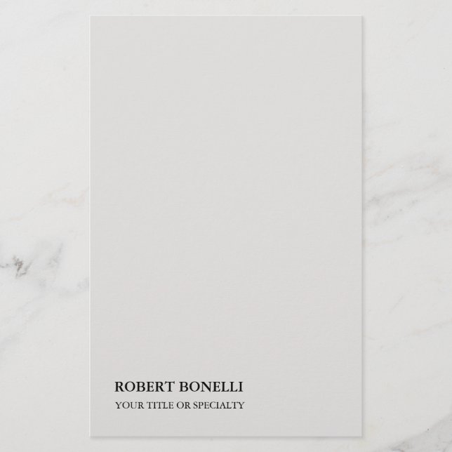 Einzigartig Modernes Platinum Gray Stilvoll Minima Briefpapier (Vorderseite)