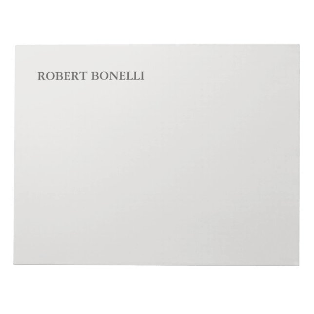 Einzigartig Modernes Platinum Gray Stilvoll Minima Notizblock (Vorderseite)