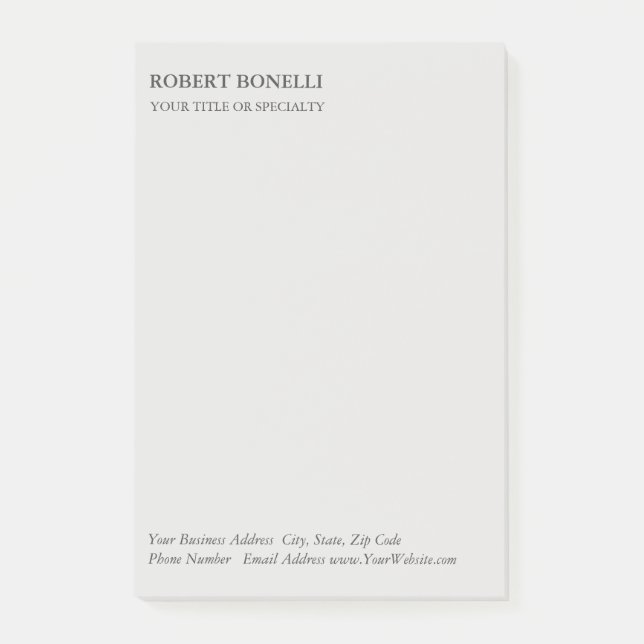 Einzigartig Modernes Platinum Gray Stilvoll Minima Post-it Klebezettel (Vorderseite)