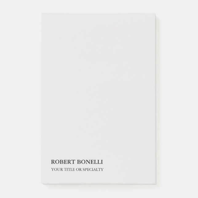 Einzigartig Modernes Platinum Gray Stilvoll Minima Post-it Klebezettel (Vorderseite)