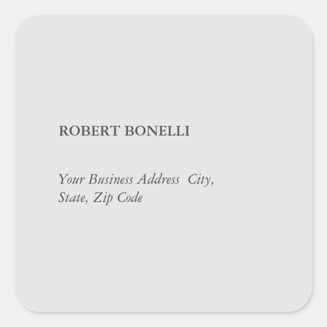 Einzigartig Modernes Platinum Gray Stilvoll Minima Quadratischer Aufkleber (Vorderseite)