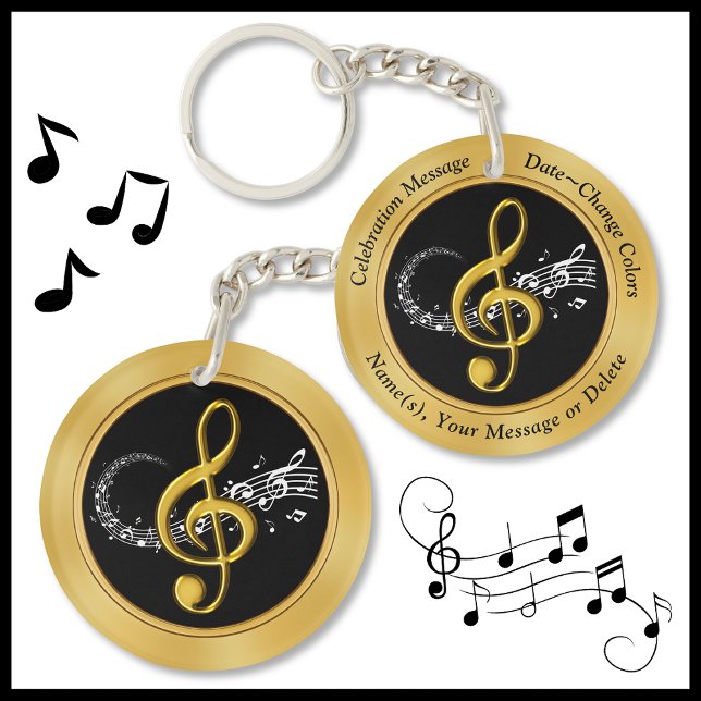 Einzigartig Personalisierte, preisgünstige Geschen Schlüsselanhänger (Cheap Music Gifts. Music themed Keychains. Music note gifts for music lovers. Music Party Favors.)