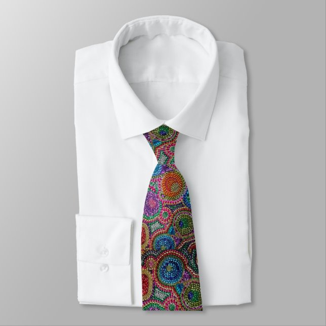 Einzigartig Rainbow Mardi Gras Bead Neck Tie Krawatte (Gebunden)