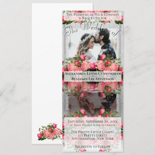 Einzigartig reflektierendes Foto Boho Pink Blumenz Einladung