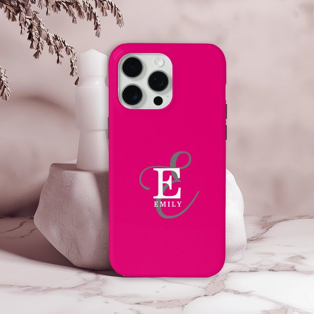 Einzigartig Stilvolle Monogramm Typografie Hot Pin Case-Mate iPhone Hülle (Personalize with your name and monogram initial.)