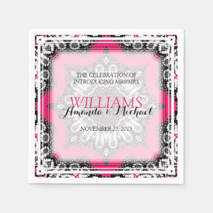 Einzigartig Stilvolles Pink Black Wedding Paper Na Serviette