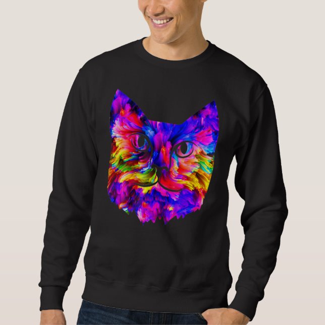 Einzigartig über Color Cat Pn Sweatshirt (Vorderseite)