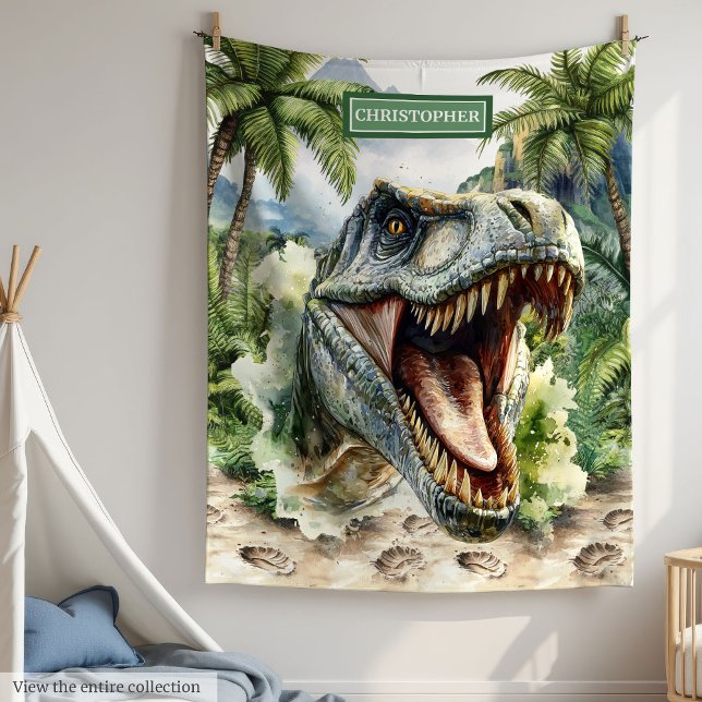 Einzigartig zornig T-Rex Blanket Personalisierter  Fleecedecke (Unique Furious T-Rex Blanket Personalized Name Boys)