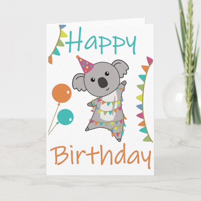 Einzigartig zum Geburtstag wünscht Ihnen Koala vie Karte (Vorderseite)
