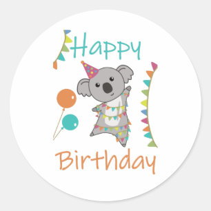 Einzigartig zum Geburtstag wünscht Ihnen Koala vie Runder Aufkleber