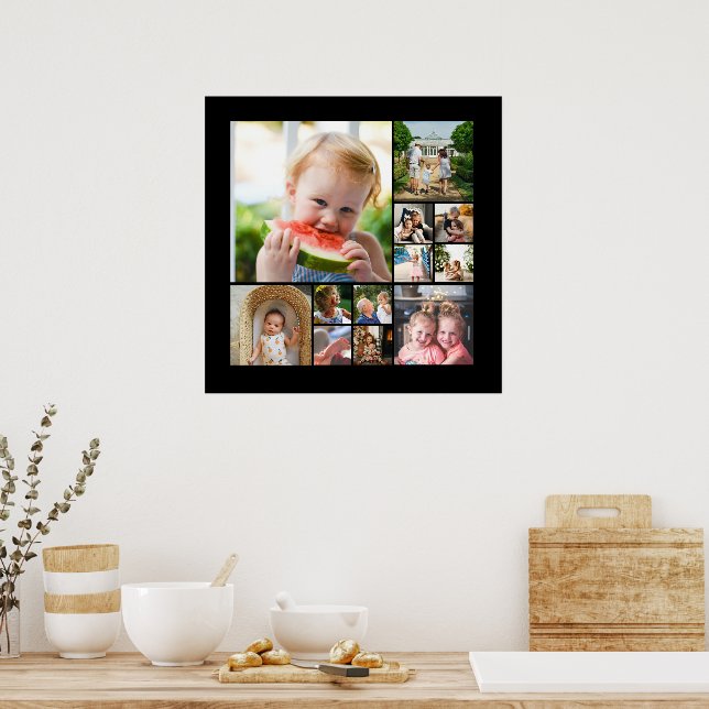 Einzigartige 12 Foto Collage Minimalistisch Einfac Poster (Küche)