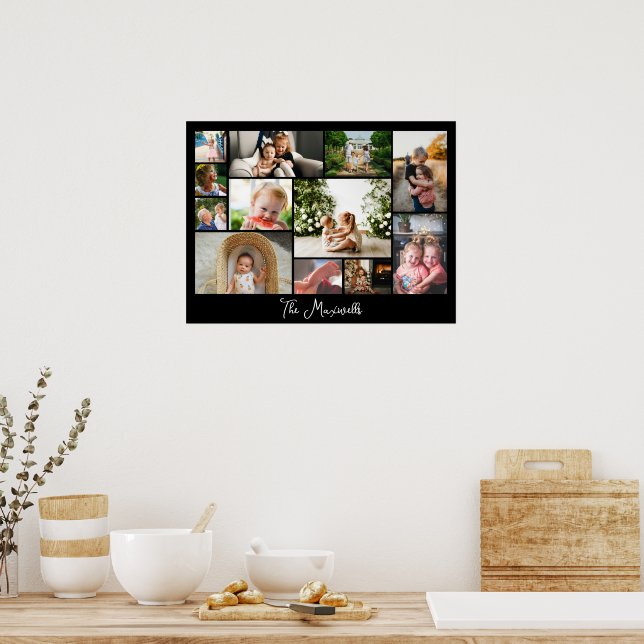 Einzigartige 12 Foto Collage Minimalistisch Einfac Poster (Küche)