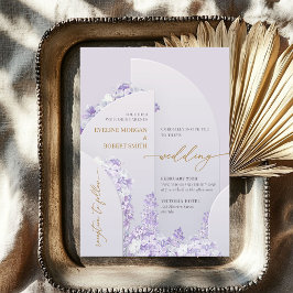 Einzigartige 4 Bögen lila lila Blume Gold Einladung