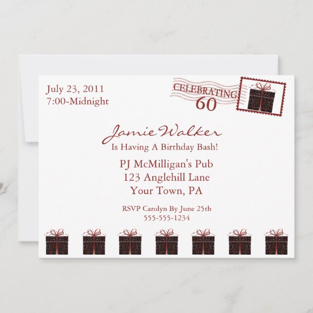 Einzigartige 60. Geburtstags-Party Einladung (Vorderseite)