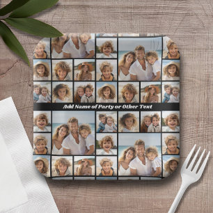 Einzigartige 9-Foto-Collage mit optionalem Hinterg Pappteller