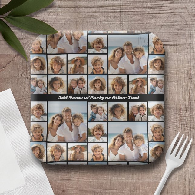 Einzigartige 9-Fotomaterial mit optionaler Hinterg Pappteller (Personalized party plates with a photo collage all over)