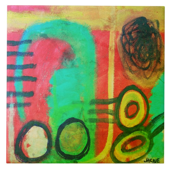 Einzigartige Abstrakte Acrylmalerei Fliese (Vorderseite)