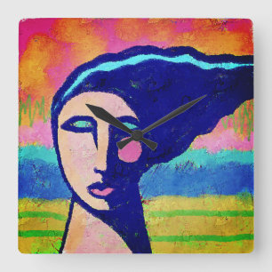 Einzigartige Abstrakte Kunst Quadratische Wanduhr