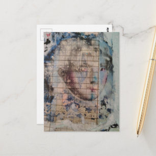 Einzigartige abstrakte Person Mixed Media Collage Postkarte