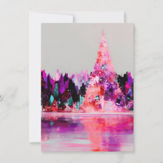 Einzigartige abstrakte rosa und violette Weihnacht Feiertagskarte