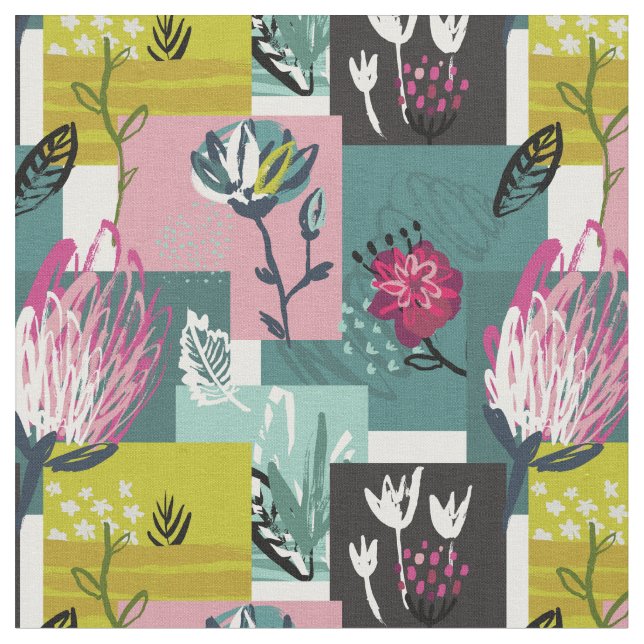 Einzigartige Abstrakte Vintage Blüte Stoff (Nahaufnahme)