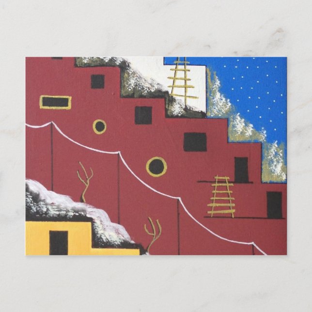 Einzigartige Adobe Southwest Wüste Folk Art Postkarte (Vorderseite)