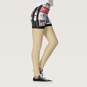 Einzigartige alte Cenima Tickets Fake Shorts Zippe Leggings