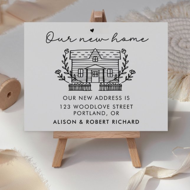 Einzigartige Ankündigung für die neue Adresse im H Postkarte (our new home announcement card)