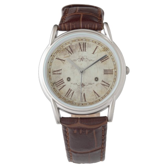 Einzigartige antike römische Zahl Vintag rustikal Armbanduhr (Vorderseite)