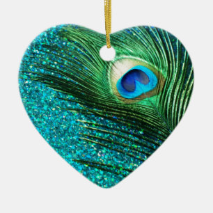 Einzigartige Aqua Peacock Keramik Ornament