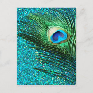 Einzigartige Aqua Peacock Postkarte