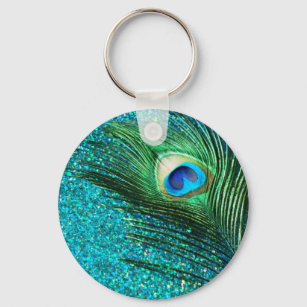 Einzigartige Aqua Peacock Schlüsselanhänger