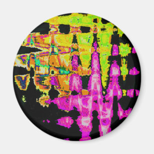 Einzigartige Aquarellkunst: Lila, schwarz und Limo Magnet