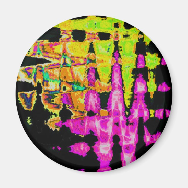 Einzigartige Aquarellkunst: Lila, schwarz und Limo Magnet (Vorne)