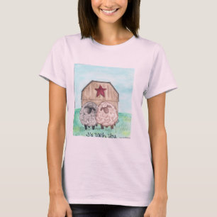 einzigartige Aquarellübertragung der Schafe T-Shirt