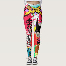 Einzigartige auffallende Graffiti-Sprayfarbe Moder Leggings