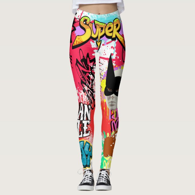 Einzigartige auffallende Graffiti-Sprayfarbe Moder Leggings (Vorderseite)