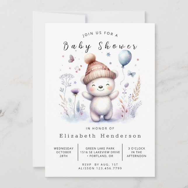 Einzigartige Bear Baby Dusche Einladung (Vorderseite)