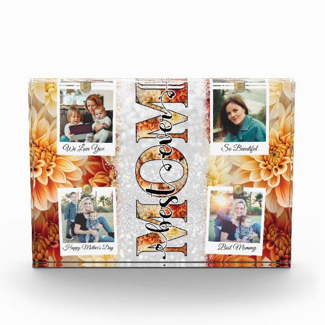 Einzigartige Beste Mama je individueller Blumenfot Fotoblock (Vorderseite)