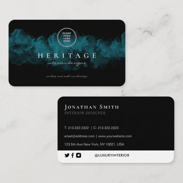 Einzigartige blaue Wolke und schwarze Logo-Aufschr Visitenkarte (Vorne/Hinten)