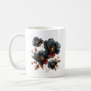 Einzigartige Blume aus Aquarellgold, schwarz und b Kaffeetasse