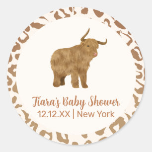 Einzigartige Boho Holy Cow Western Kinderdusche Runder Aufkleber